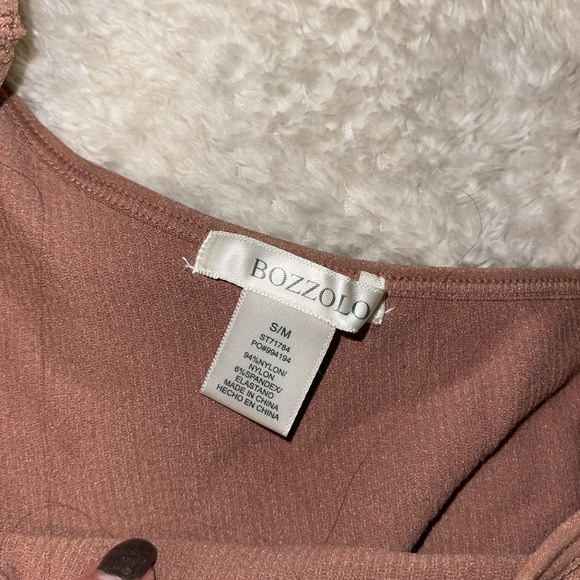 BOZZOLO | Brown/Pink/Tan One Shoulder Crop Tank - Picture 4 of 4